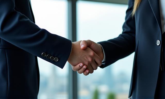 Professional handshake in a London office