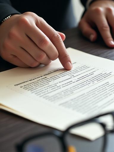 Business professional reviewing a legal document